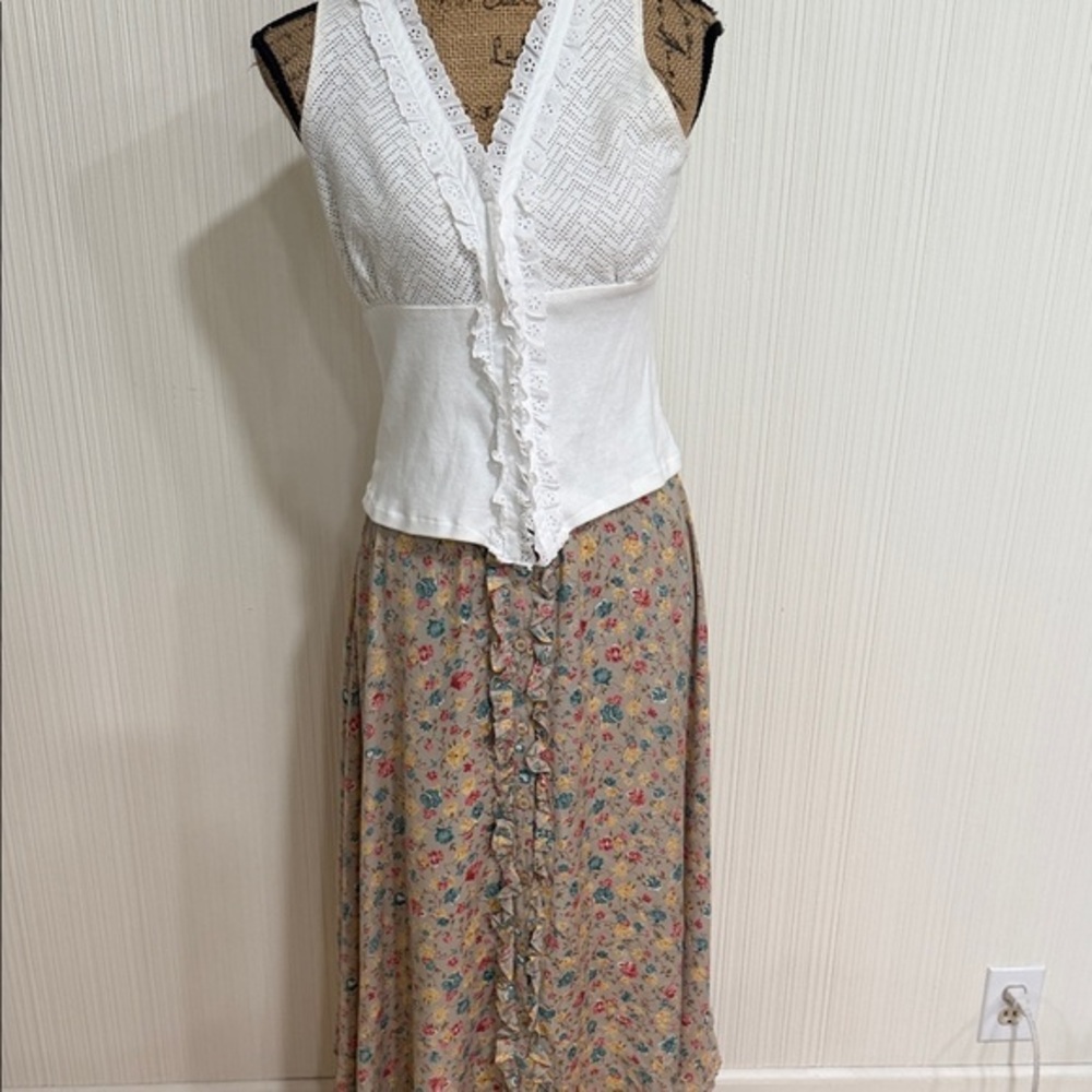 Vintage J.R.T Floral Maxi Skirt with Ruffle Detail